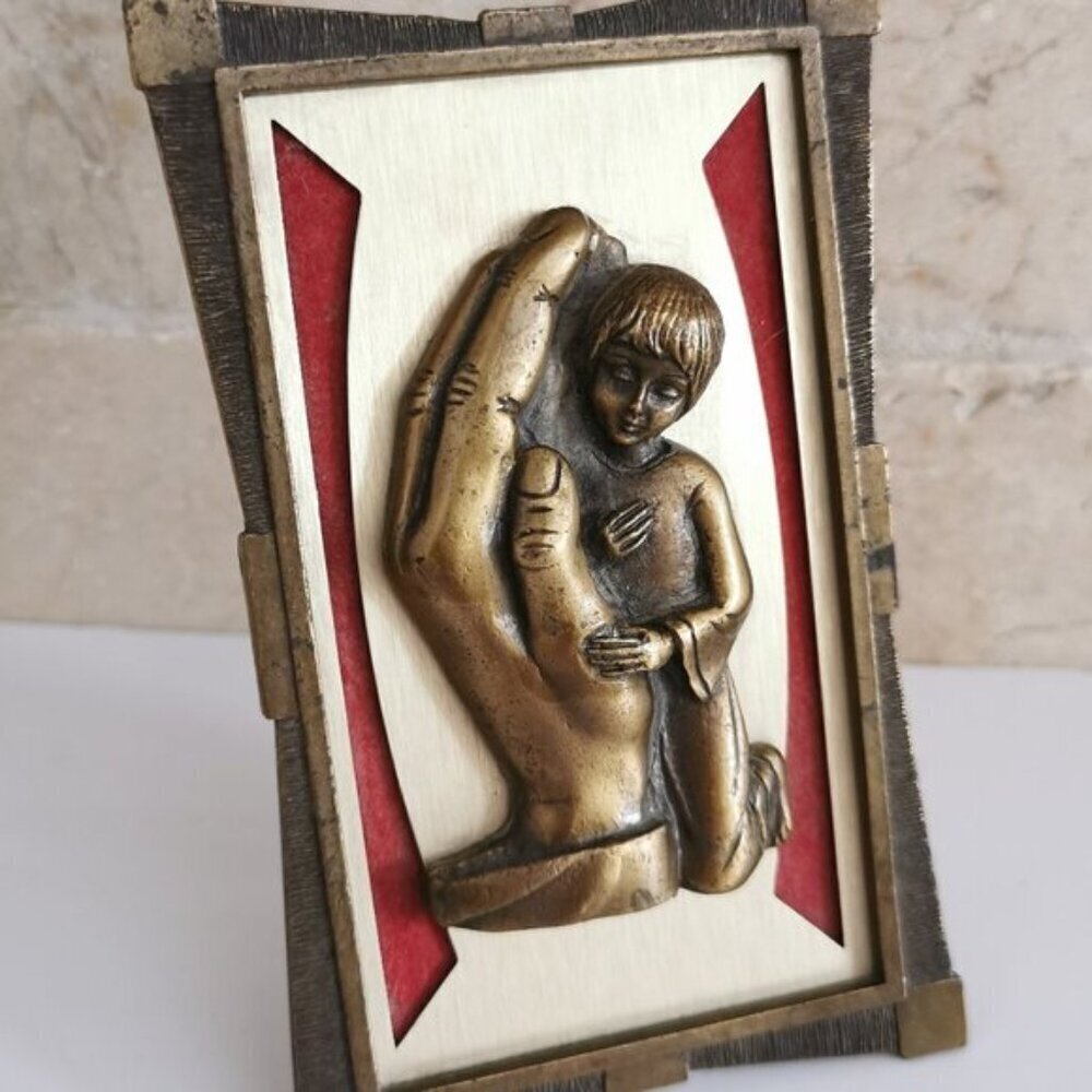 Boy's First Communion Art Vintage Religious Christian Praying Hand Italian